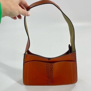Mondani New York Leather Pumpkin Orange Rust MCM Shoulder Bag Rectangle Purse